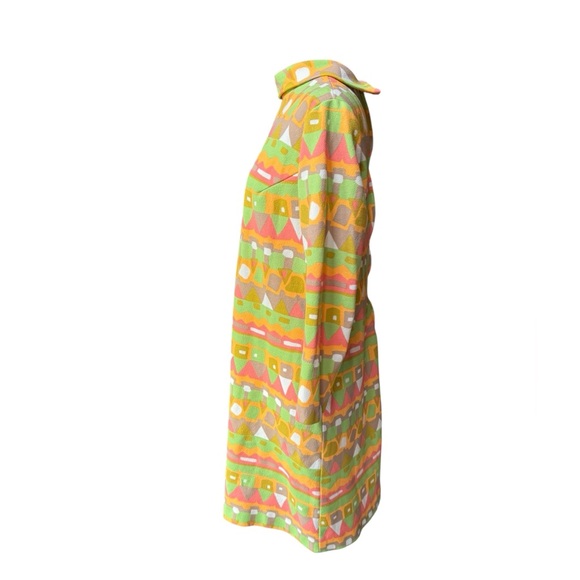 1960s‎ Psychedelic Poly Fleece Rolled Neckline Shift Dress - Picture 2 of 4